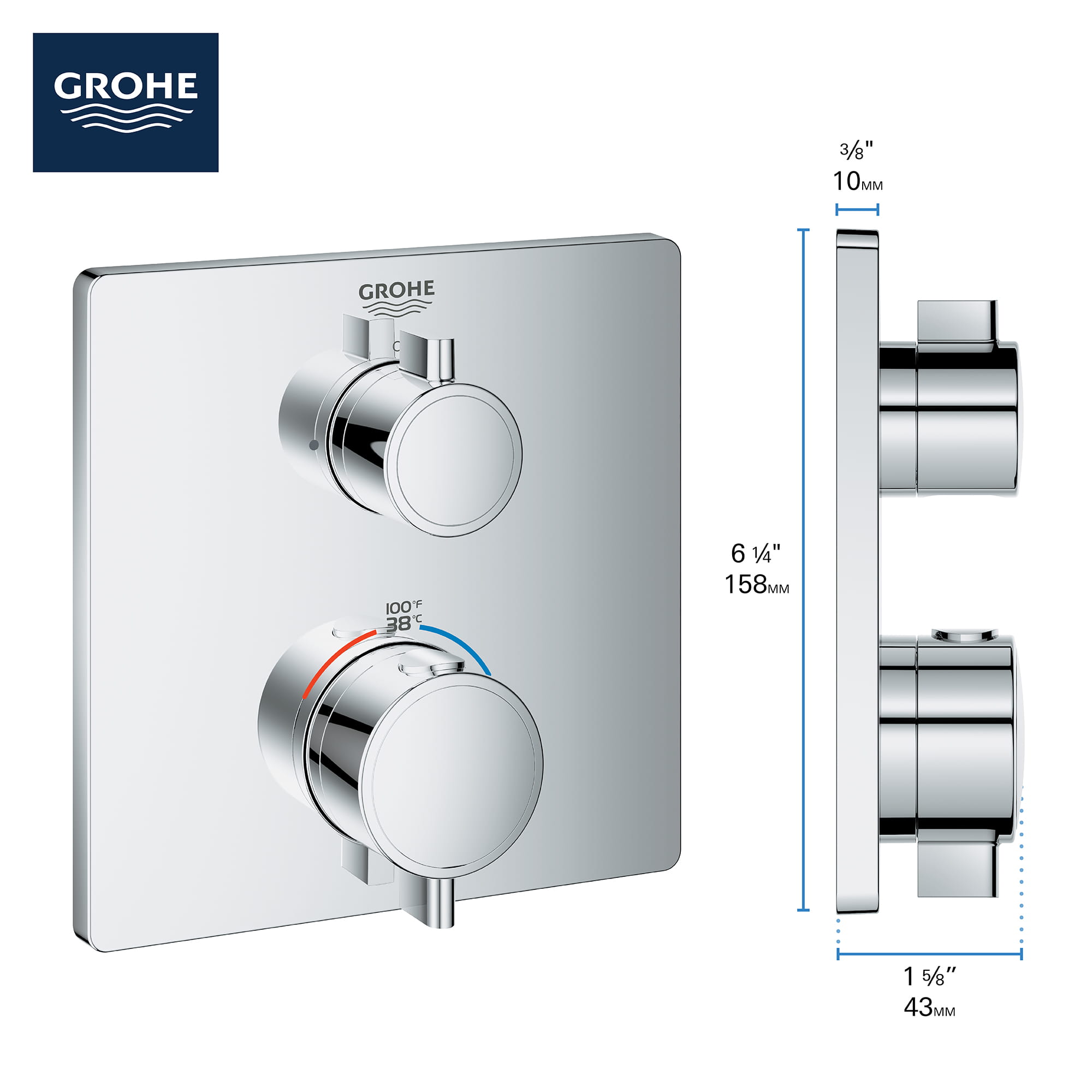 Dual Function 2Handle Thermostatic Valve Trim